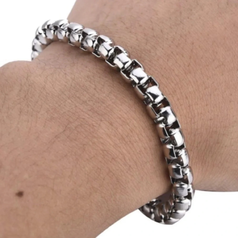 7mm Square Rolo Stainless Steel Bracelet for Men & Women - Picture 3 of 8